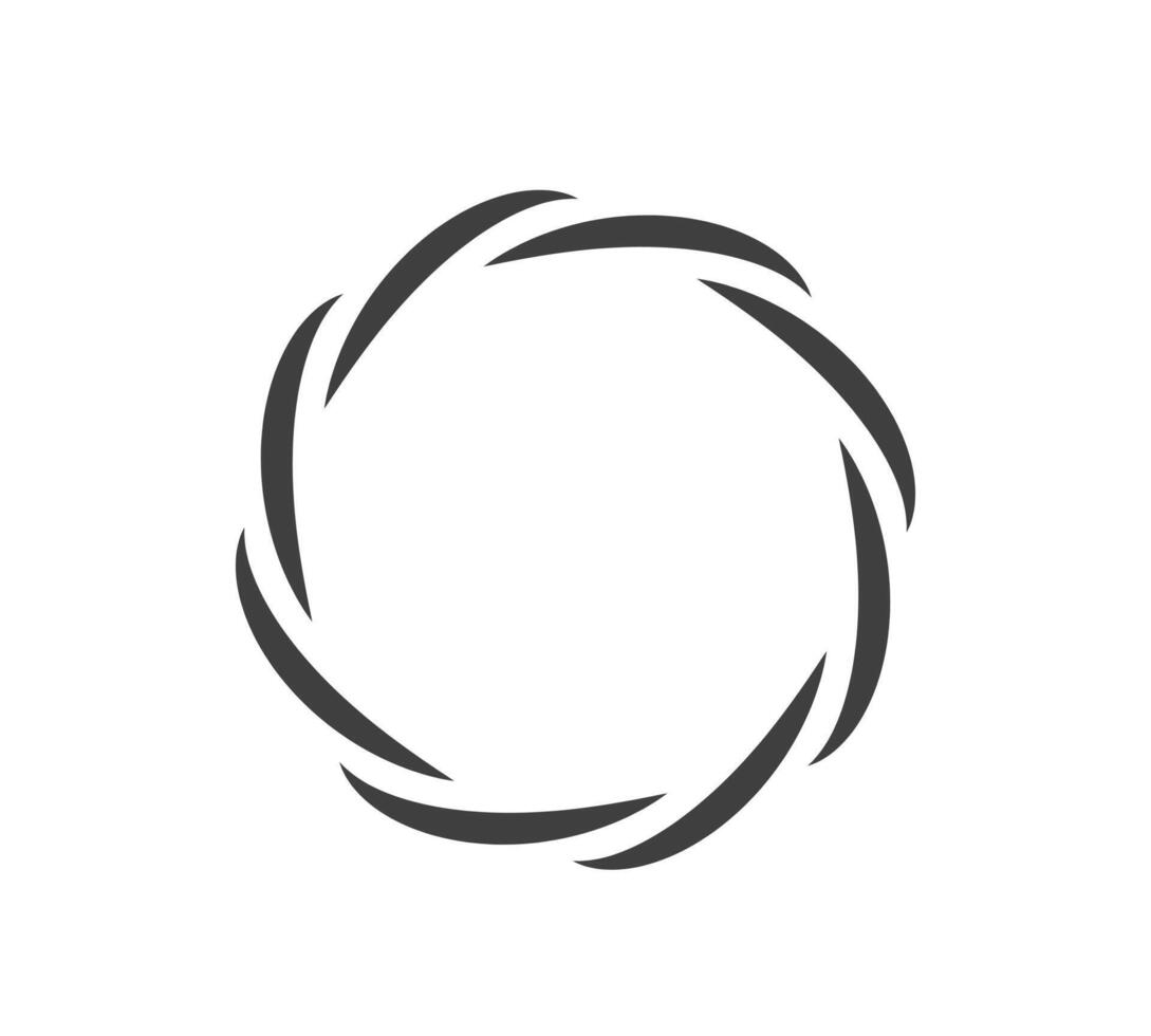 Round frame black and white ornament. Graphic border doodle. Ring curve link connection vector