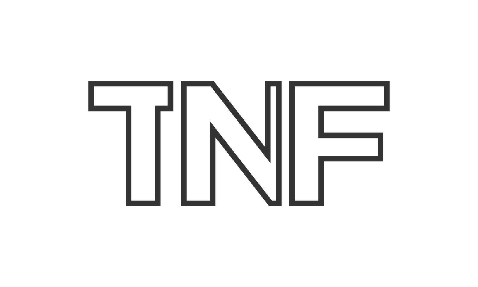 TNF logo design template with strong and modern bold text. Initial based logotype featuring simple and minimal typography. Trendy company identity. vector