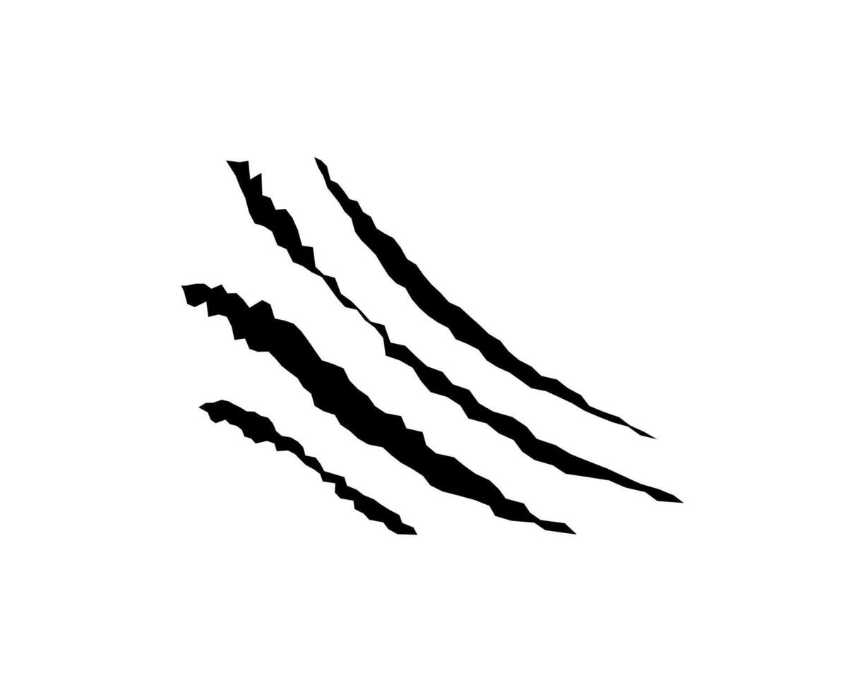 Claws scratches, animal monster mark design element, tattoo and decor for halloween. Black silhouette. vector