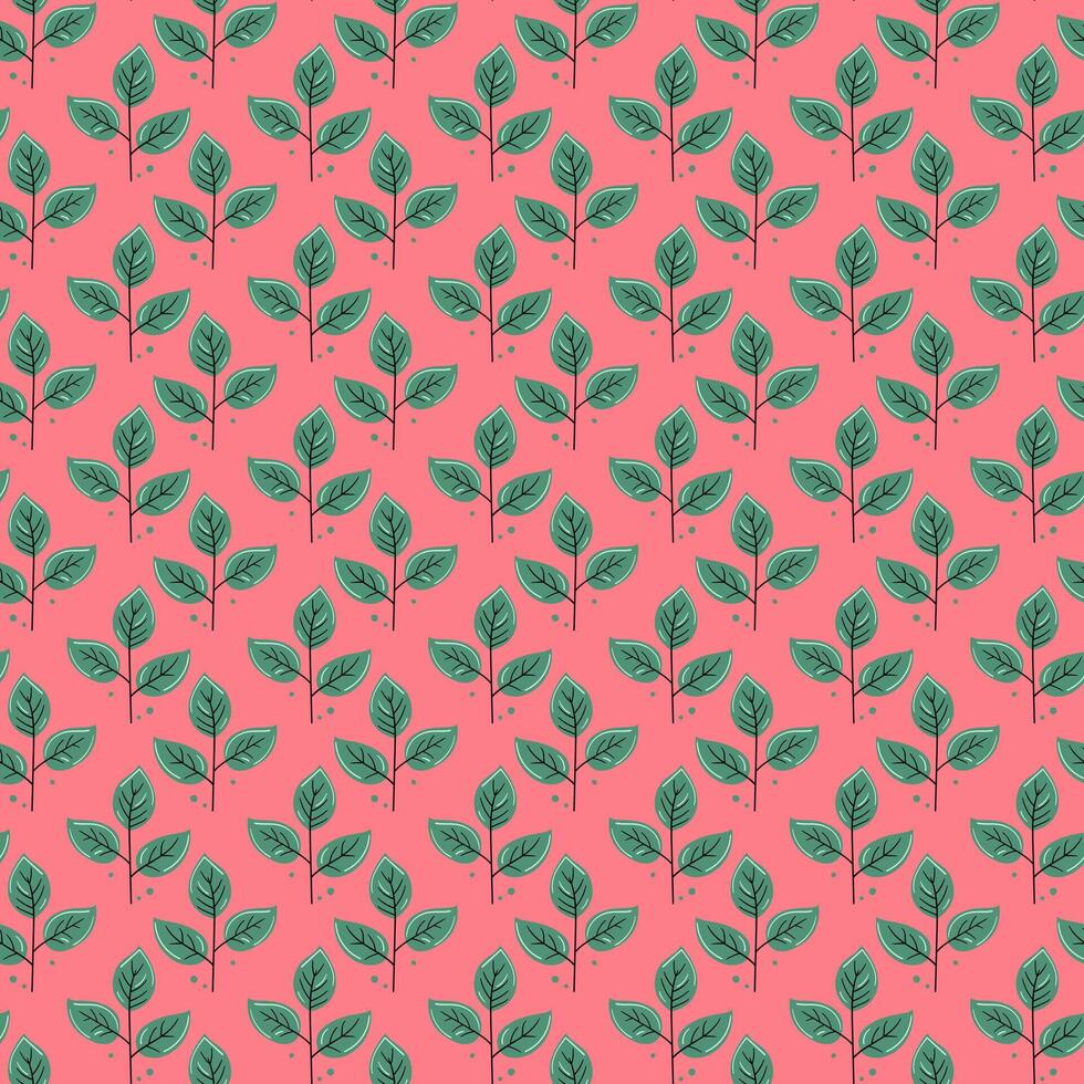 Hand drawn floral pattern design. Simple ornament with plant and leaf. vector