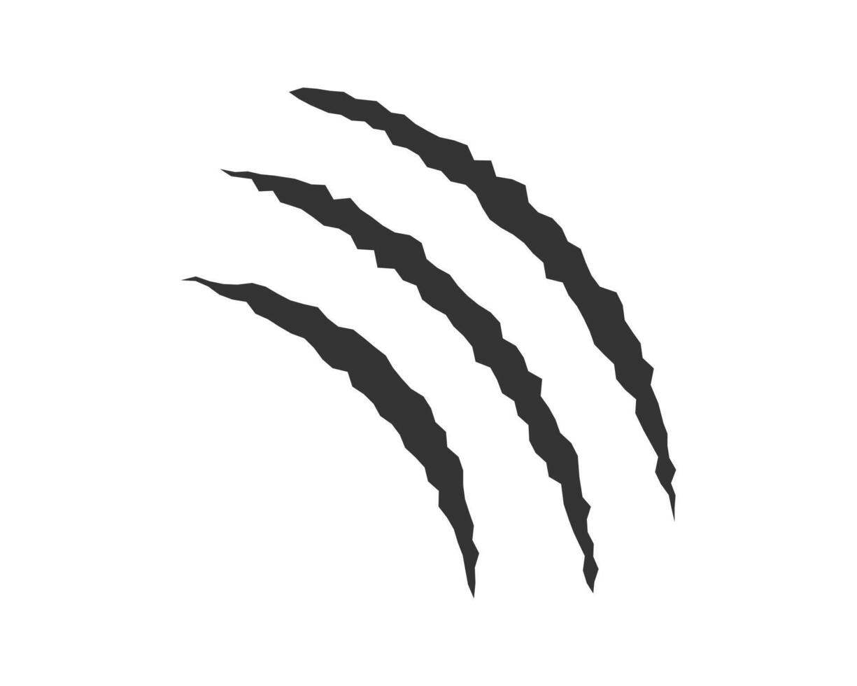 Claws scratches, animal monster mark design element, tattoo and decor for halloween. Black silhouette. vector