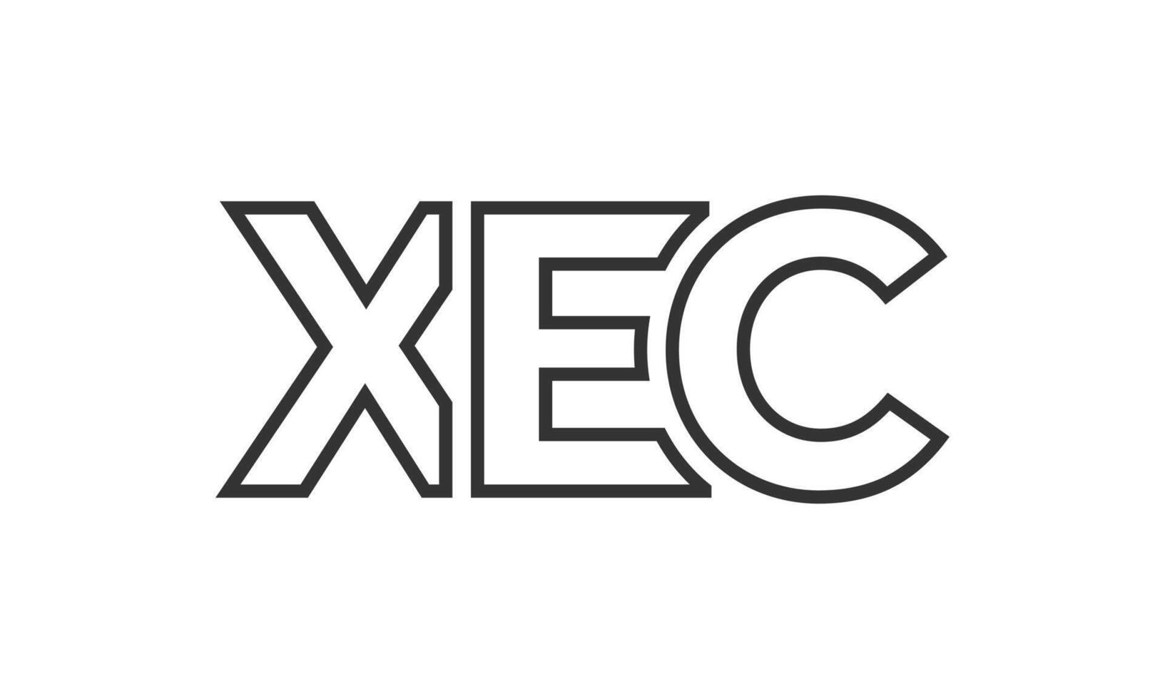 XEC logo design template with strong and modern bold text. Initial based logotype featuring simple and minimal typography. Trendy company identity. vector