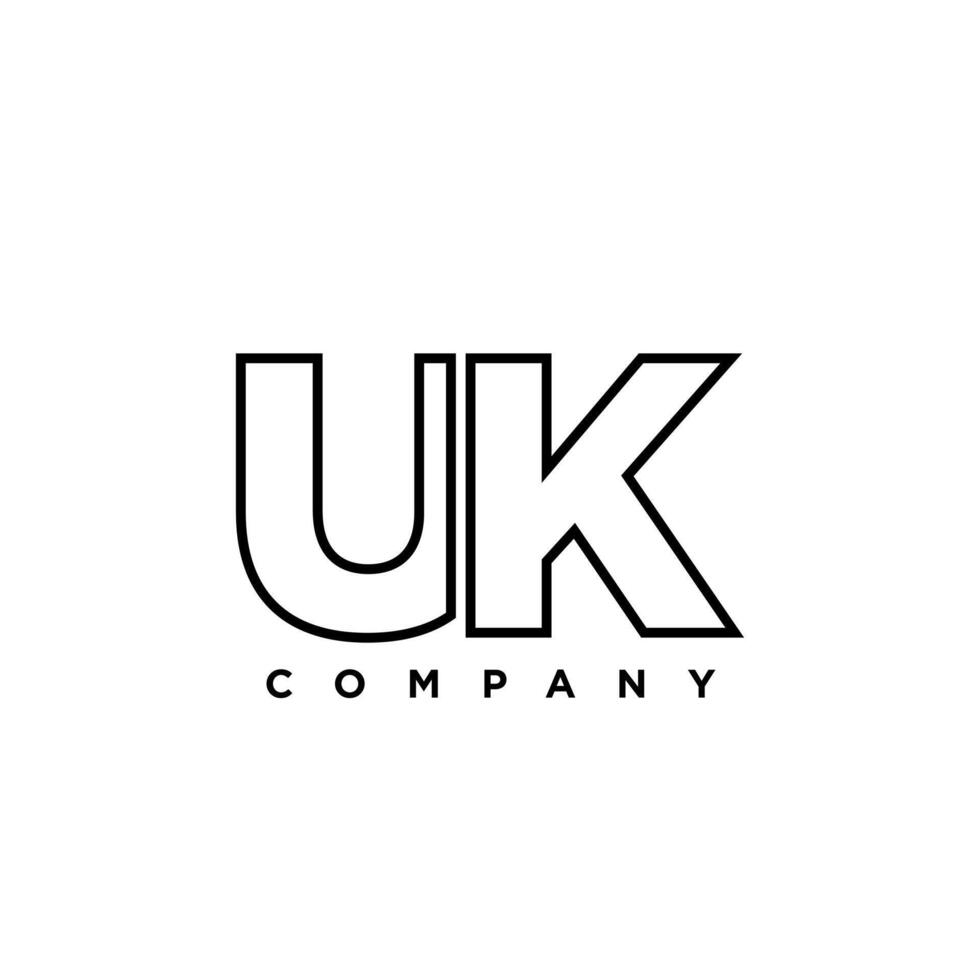 Letter U and K, UK logo design template. Minimal monogram initial based logotype. vector