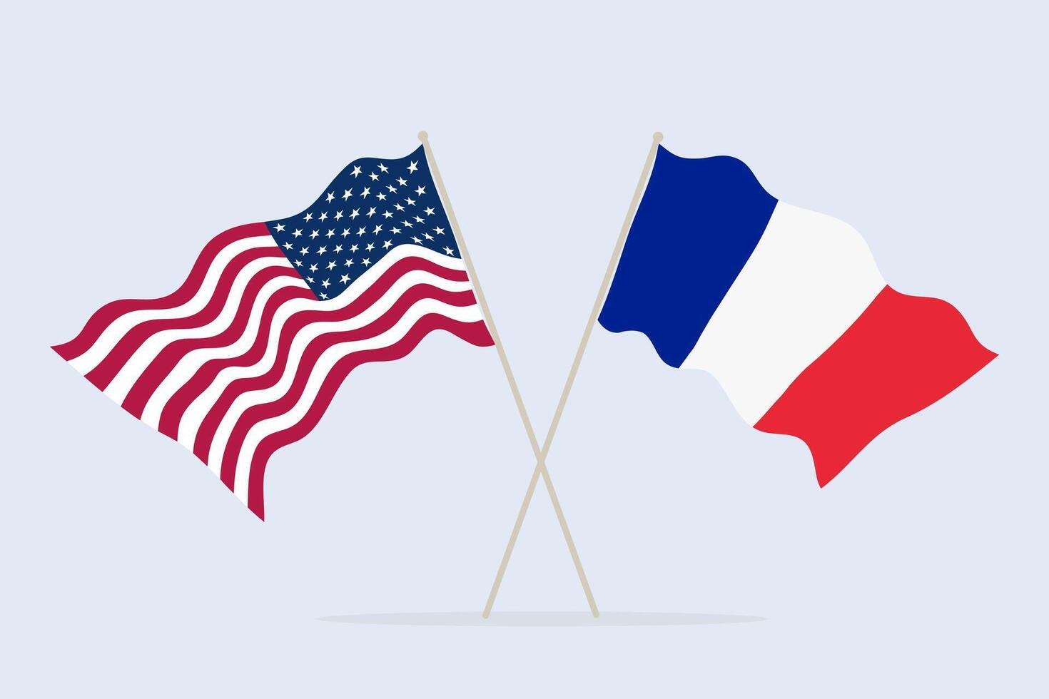 Flag of USA and France together. A symbol of friendship and cooperation of states. illustration. vector
