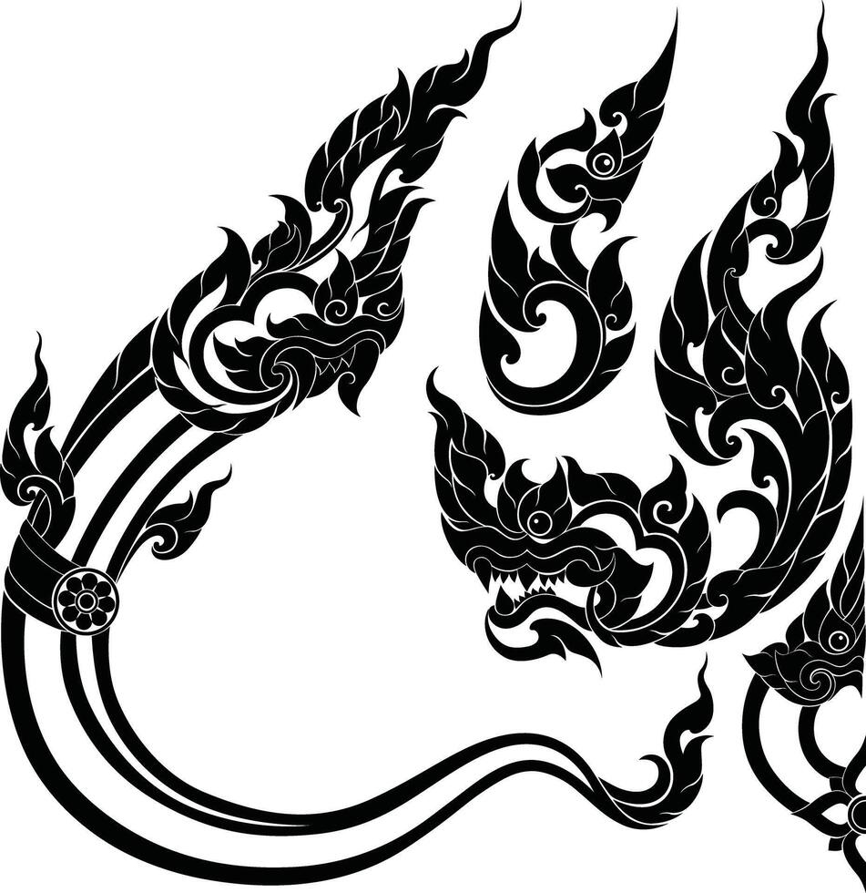 Thai Art Elements with Decorative Patterns Inspired about Naga vector