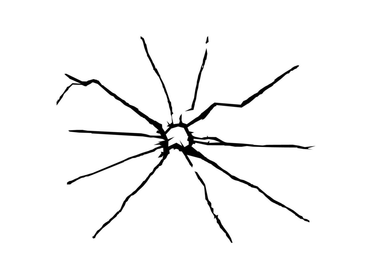 Cracked texture on glass. Broken glass surface on transparent background. vector