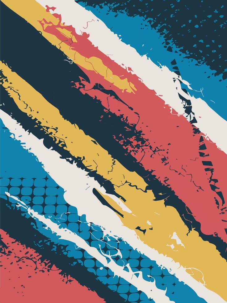 Abstract geometric yellow colorful paint grunge brush texture With halftone pattern for print, fabric, wallpapers, and clothes. vector