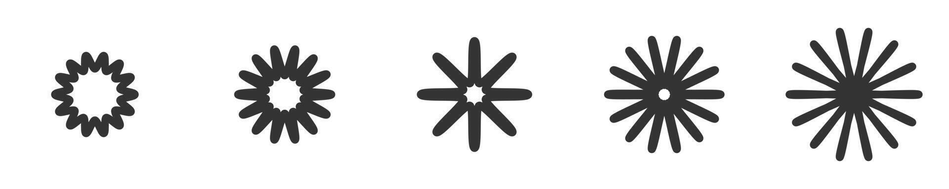 Simple illustration of abstract starburst designs in different styles and shapes. vector
