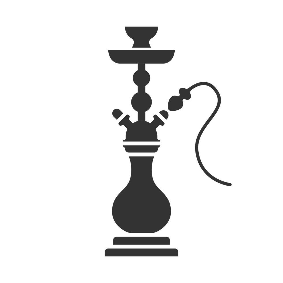 Black and white hookah icon, ideal for designs related to smoking, leisure, and traditional cultures. vector