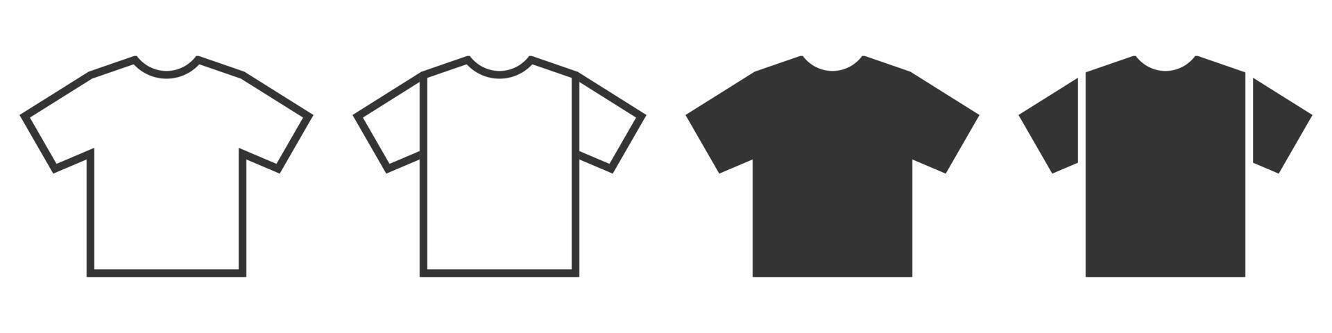 Icons of plain T-shirts in both outline and filled styles. Perfect for fashion, clothing, and apparel branding designs. vector