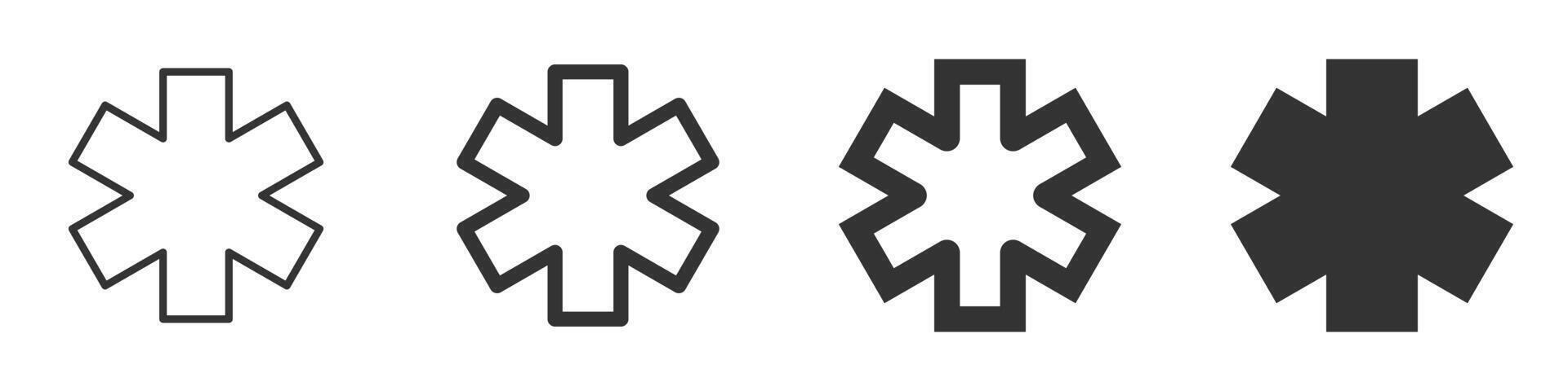 Minimalist illustration of medical cross icons in outline and filled styles. vector