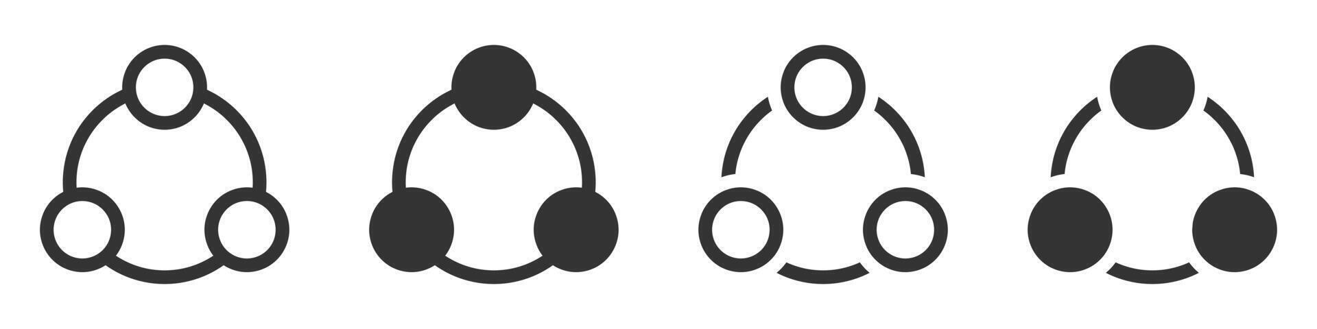 Illustration of minimalistic interconnected circle icons in black and white. vector
