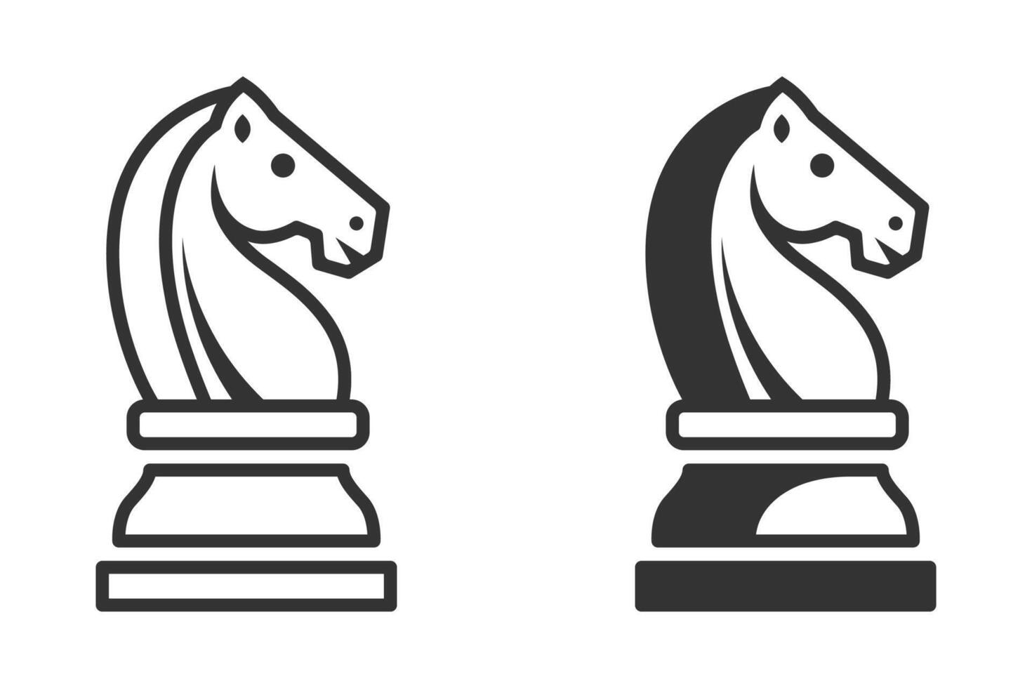 Villustration of chess knight pieces in a clean, modern design, featuring both black and white versions. vector
