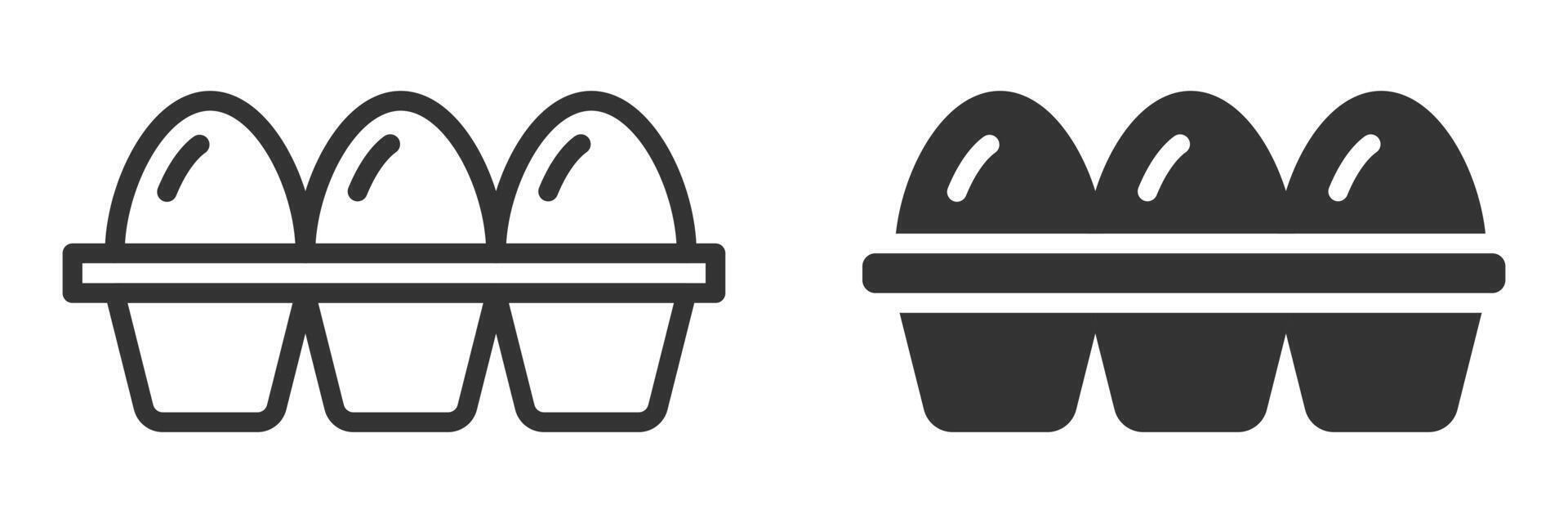 Egg tray icons in outline and silhouette styles, ideal for packaging, grocery, and food industry designs. vector