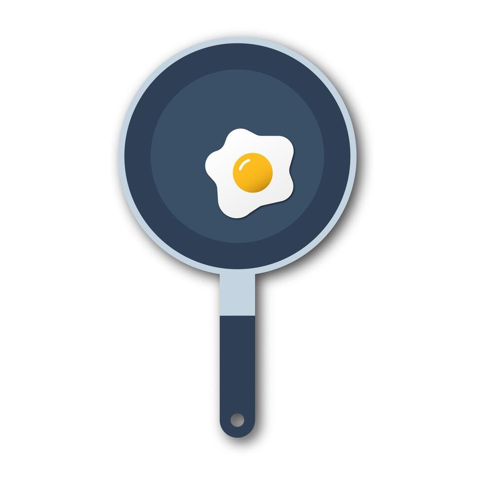Icon of a fried egg in a frying pan. Perfect for food, cooking, breakfast, and kitchen-themed designs. vector