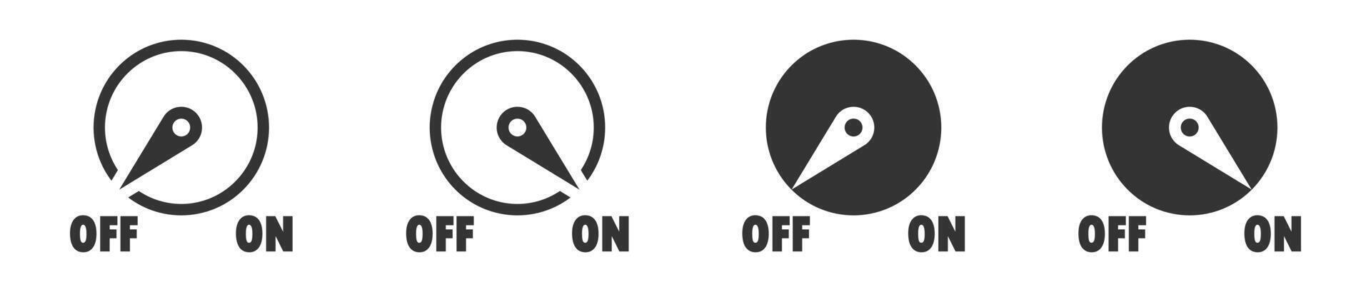 Icons of an on-off switch in outline and filled styles. Ideal for user interface, settings, and control panel designs. vector