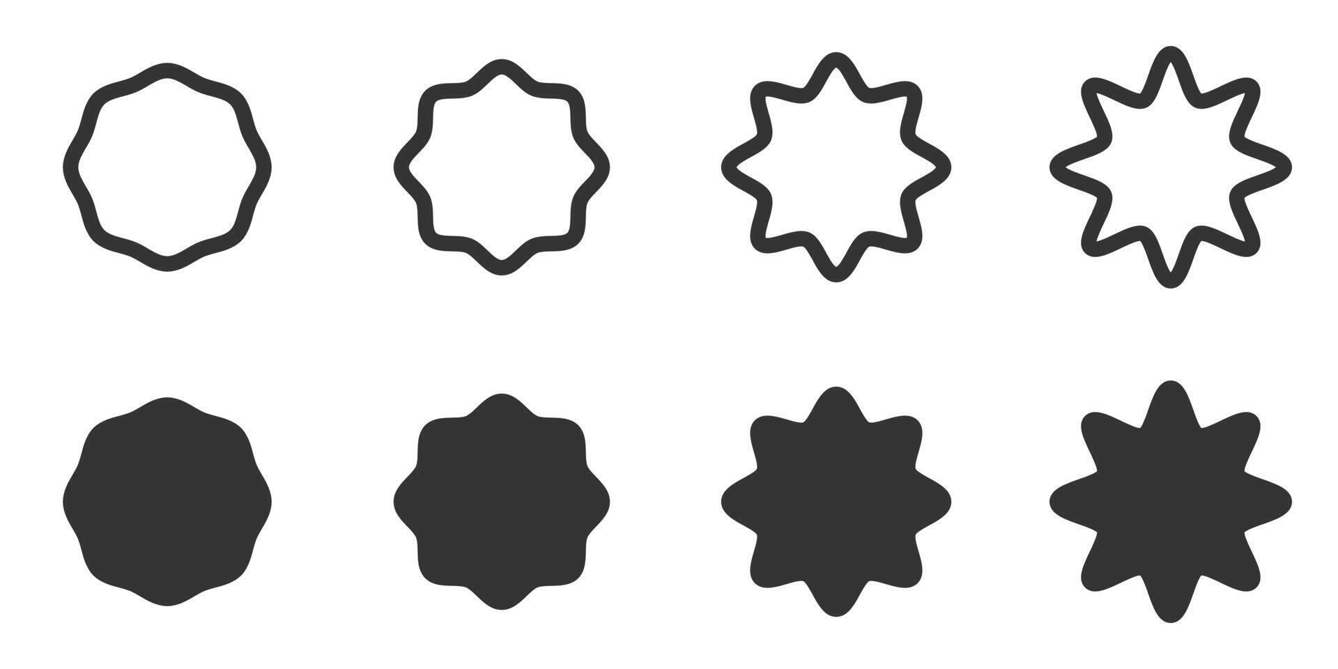 Minimalist illustration of abstract geometric shapes in outline and filled styles. vector