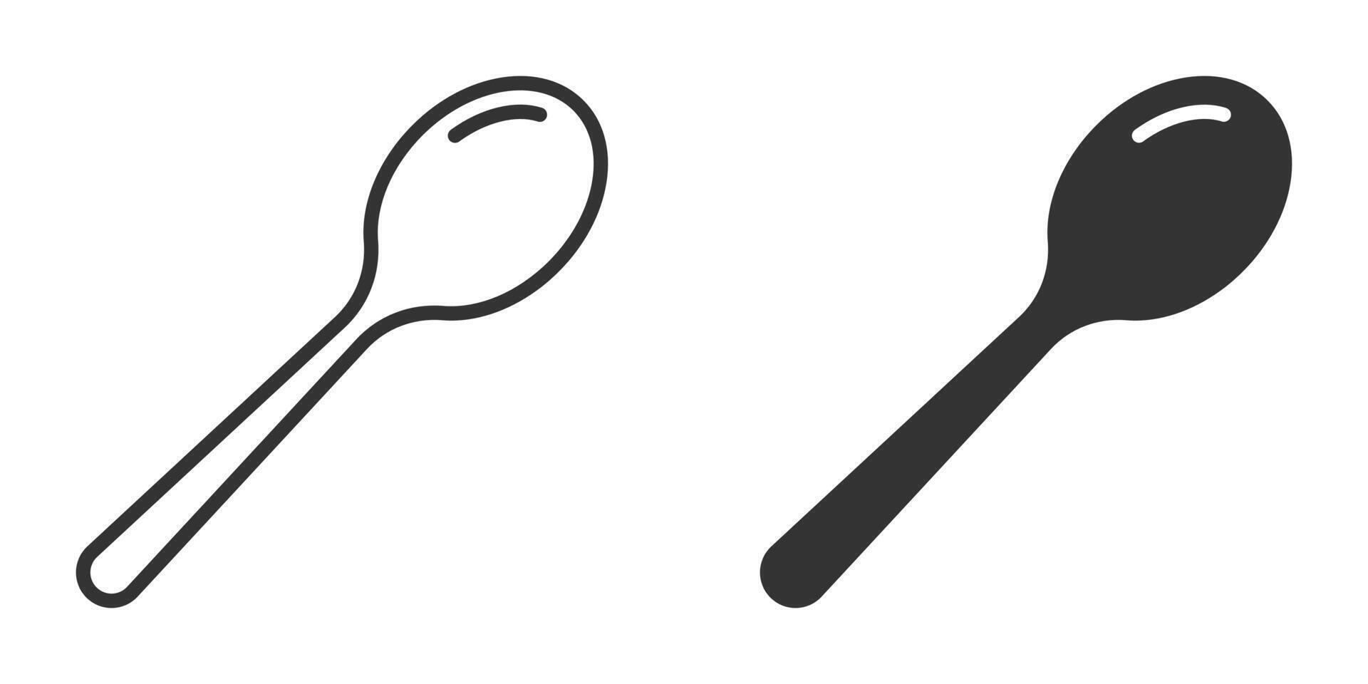 Minimalist illustration of a spoon in outline and filled styles, perfect for kitchen or food-related designs. vector