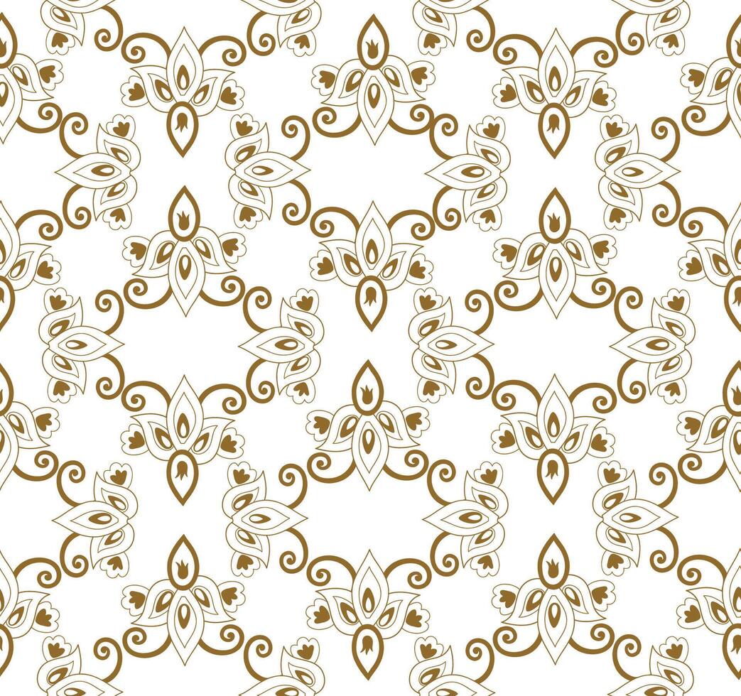 Arabesque linear flourish tiled pattern. Ornamental texture in baroque style. vector