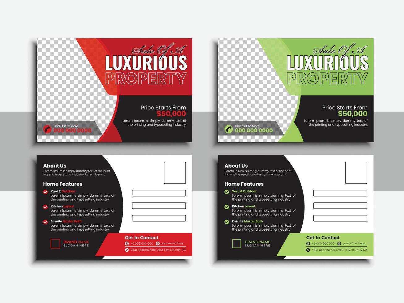Clean Geometric Real Estate or EDDM Postcard Template Design. vector