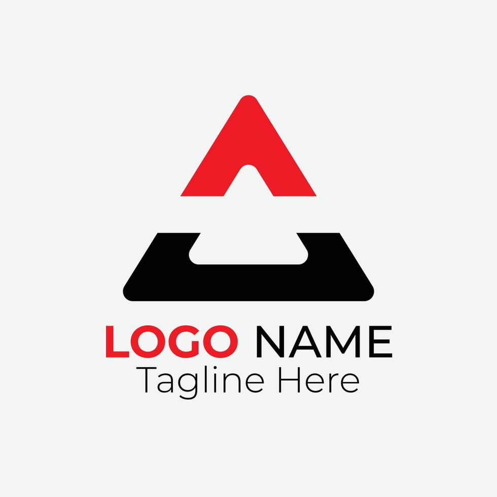 Triangle logo design in red and black shape vector
