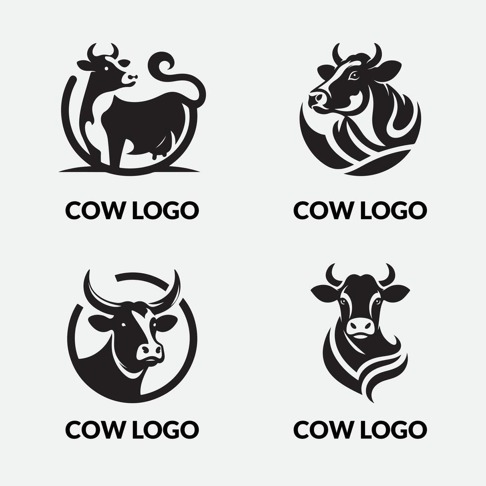 A Cow Silhouette Logo Art Illustration Design vector