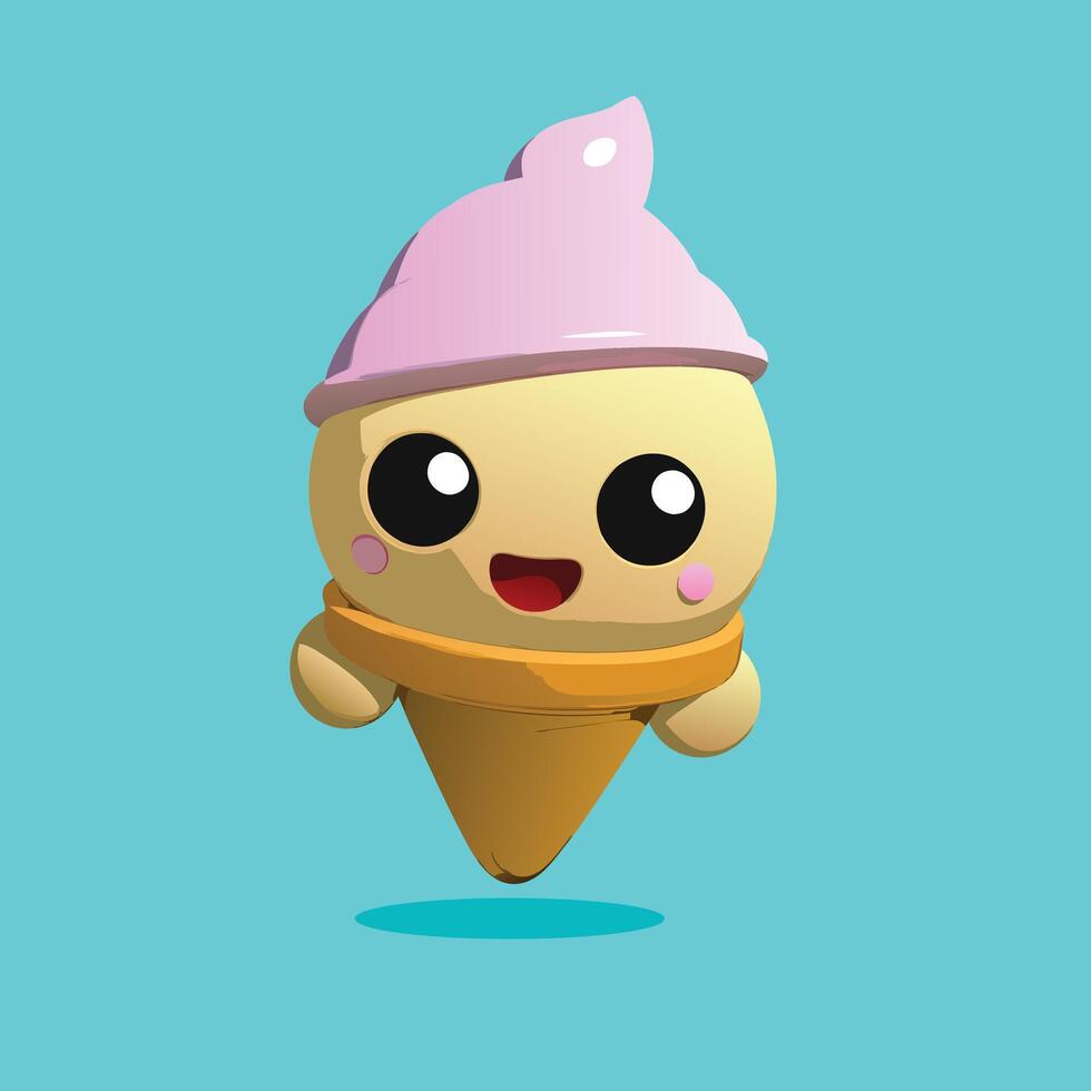 Cone Ice Cream Illustration Design vector