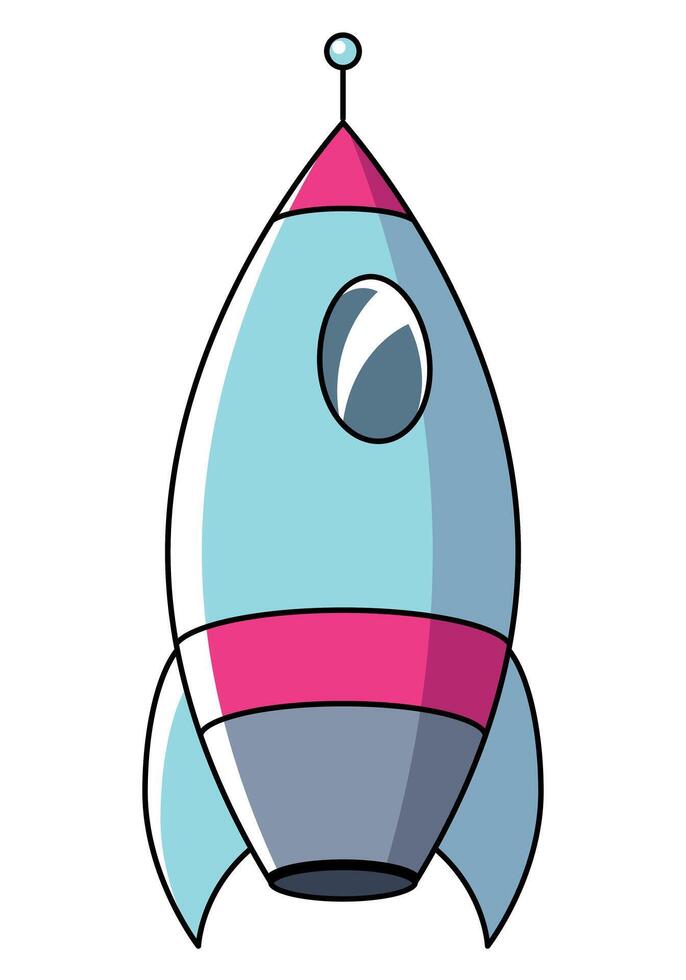 starship - color cartoon illustration of spaceship, isolated on white background vector
