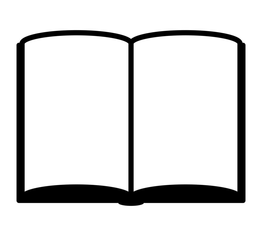 book - black and white simple symbol icon of open book, illustration isolated on white background vector