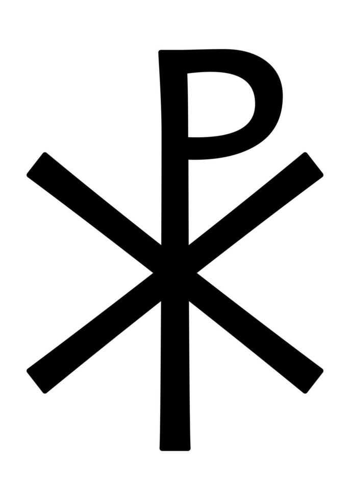 Christogram, black and white silhouette illustration of religious symbol of Jesus Christ, isolated on white background vector