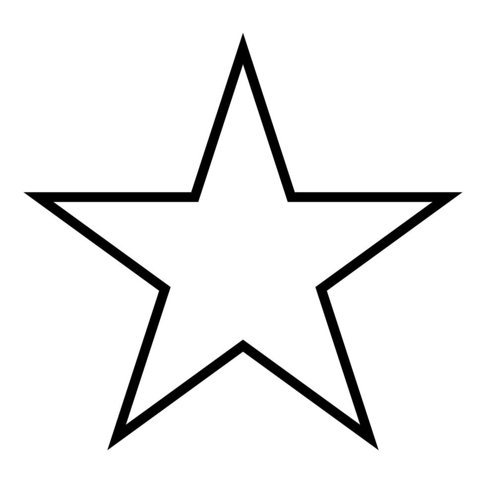 star shape symbol, black and white silhouette illustration of simple five-pointed star isolated on white background vector
