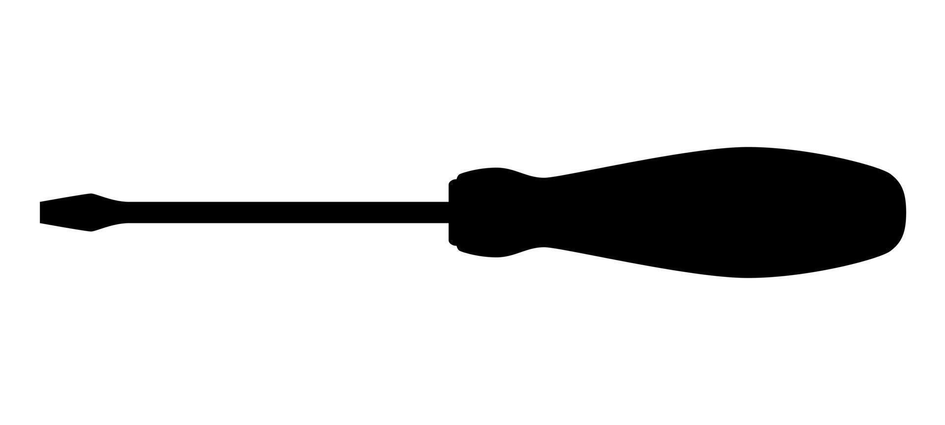 screwdriver silhouette shape, black and white illustration of hand tool, white background vector
