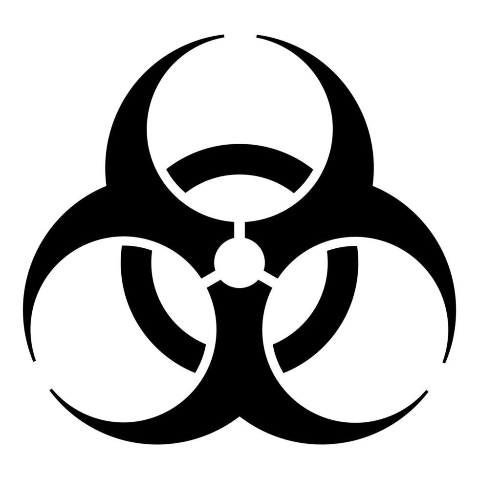 Biological hazard warning sign, black and white biohazard symbol, isolated on white background vector