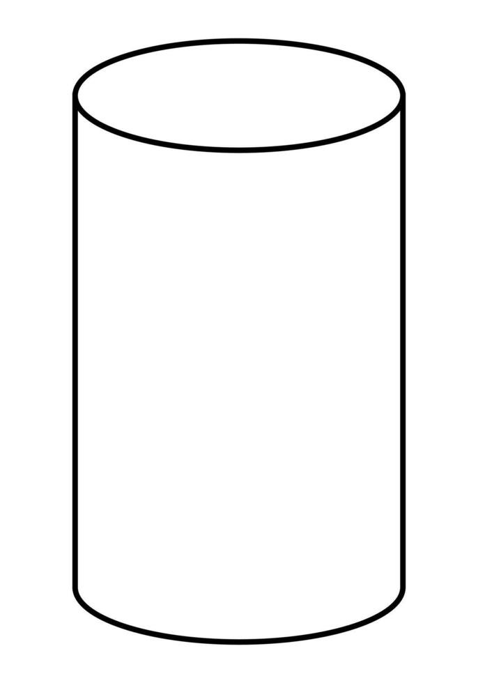 circular right cylinder shape, black and white illustration isolated on white background vector