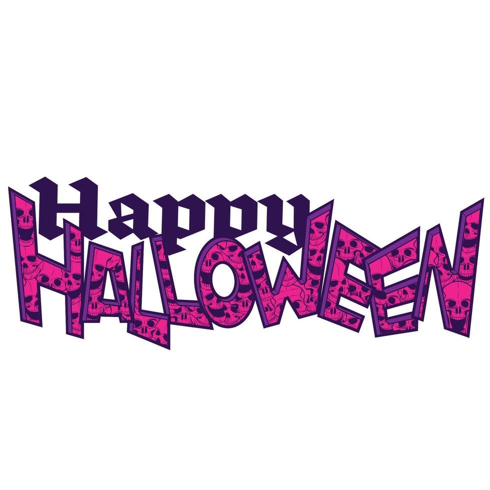 Happy Halloween Skull Text Sign vector