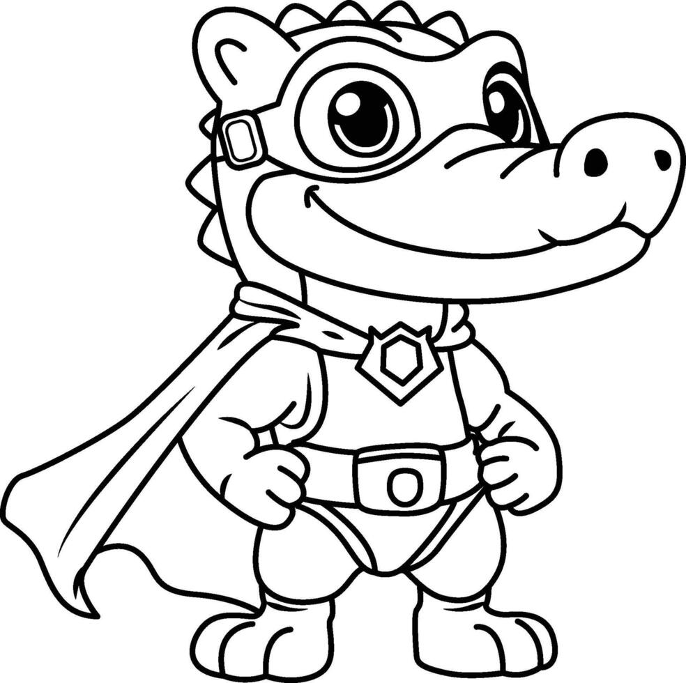 Alligator Animal Superhero Outline vector
