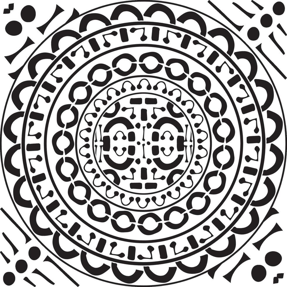 Round circle black seamless pattern on white background. Hand drawn fabric print vector
