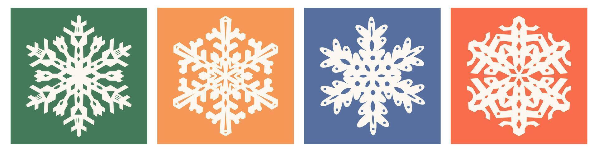 Set of cutting snowflakes. silhouette of christmas decoration. Template for paper. Stencil for scrapbooking. vector
