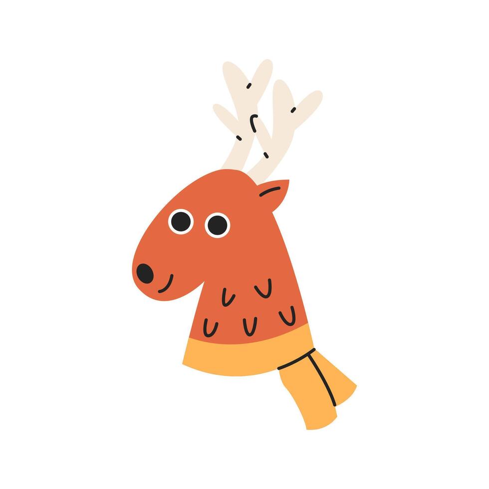Christmas deer head. Flat illustration isolated on white background. vector