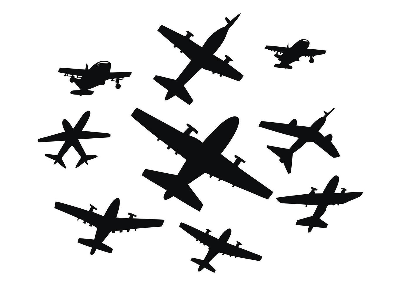 set of a airplane silhouette vector