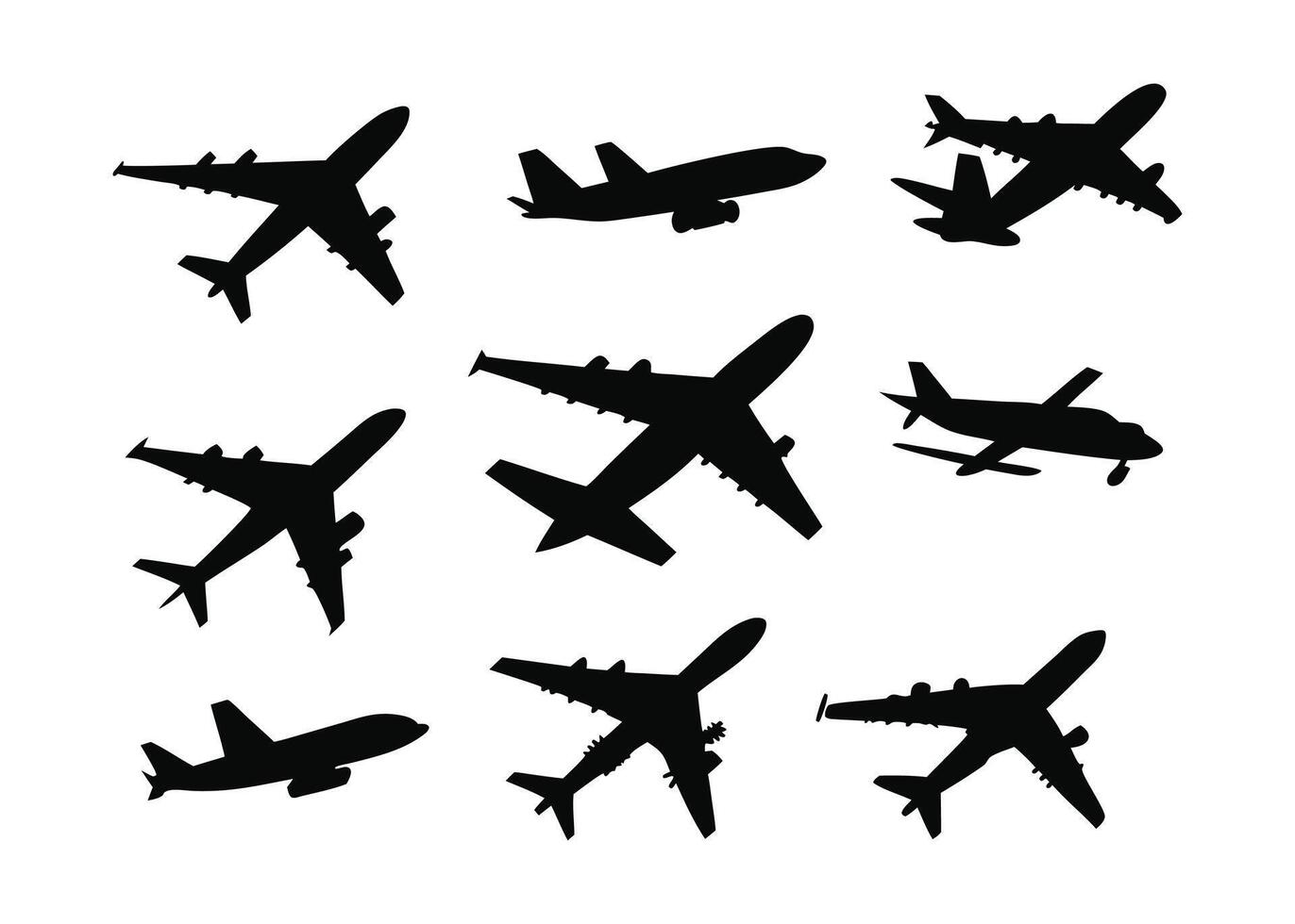 airplane silhouette set of different types of airplanes vector