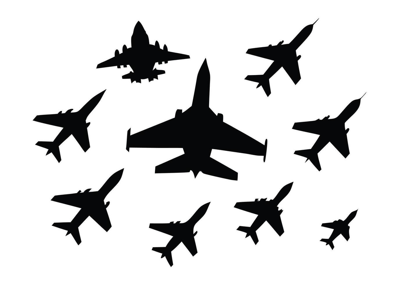 a group of fighter jets are flying in formation vector