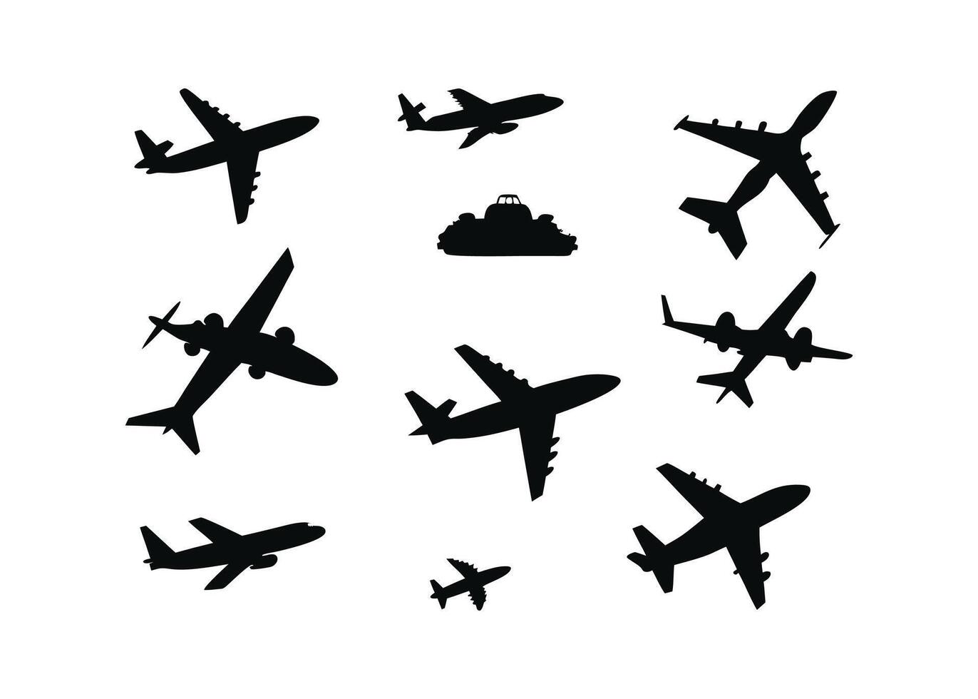 airplane silhouette set, illustration vector