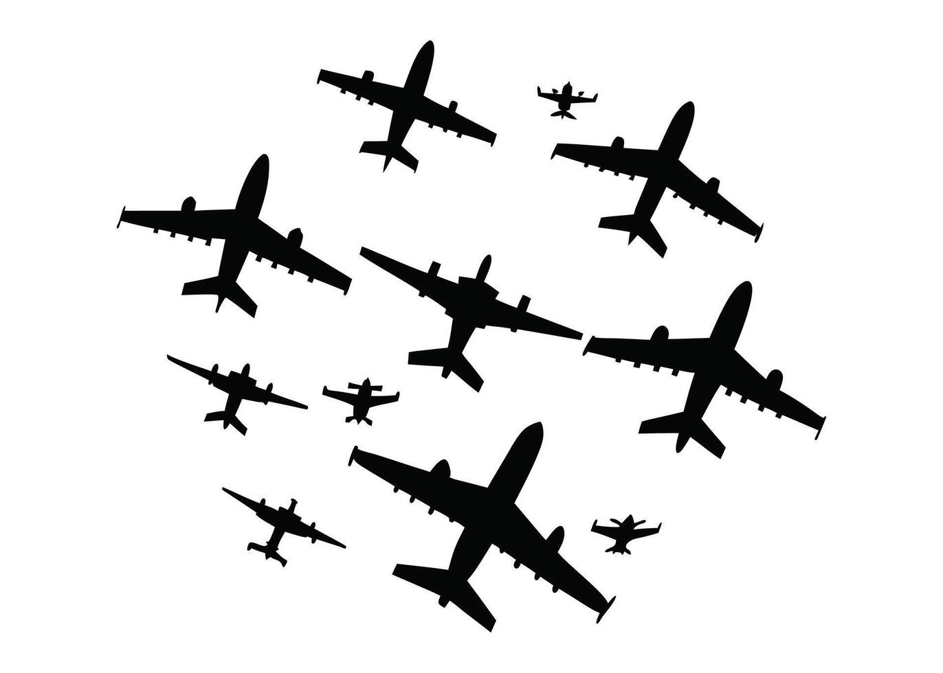 airplanes flying in formation on a white background vector
