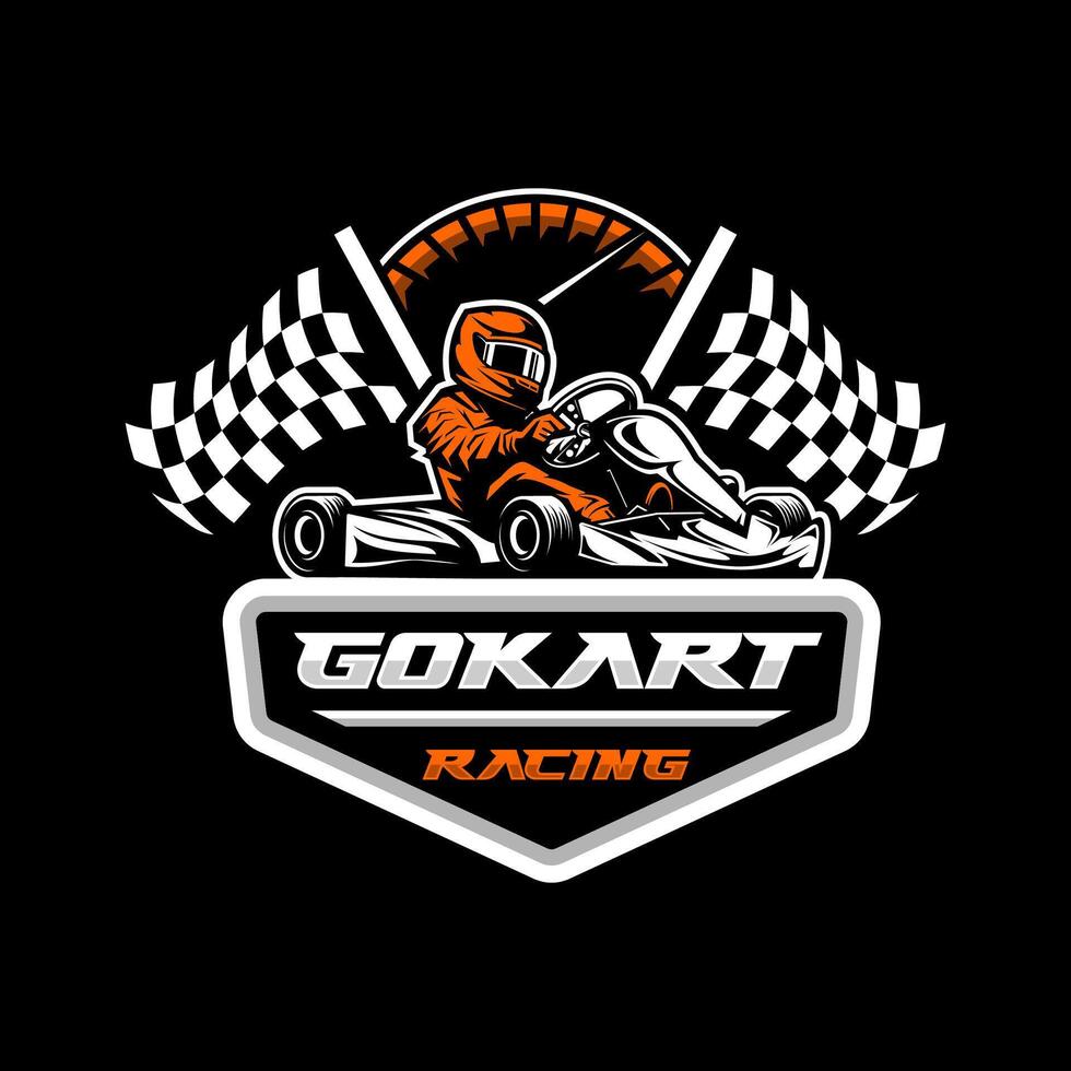 gokart racing logo vector