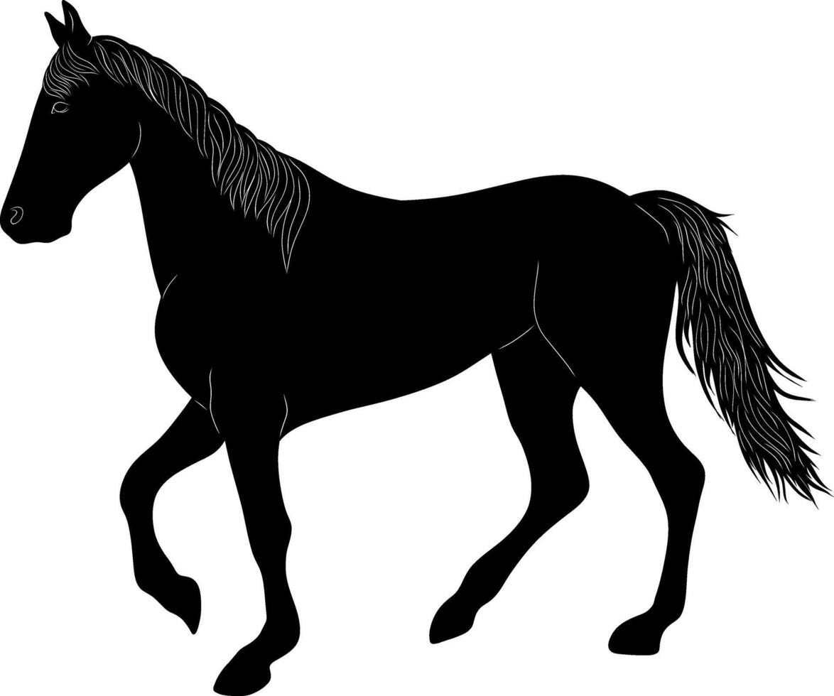 black silhouette of a horse on a white background vector