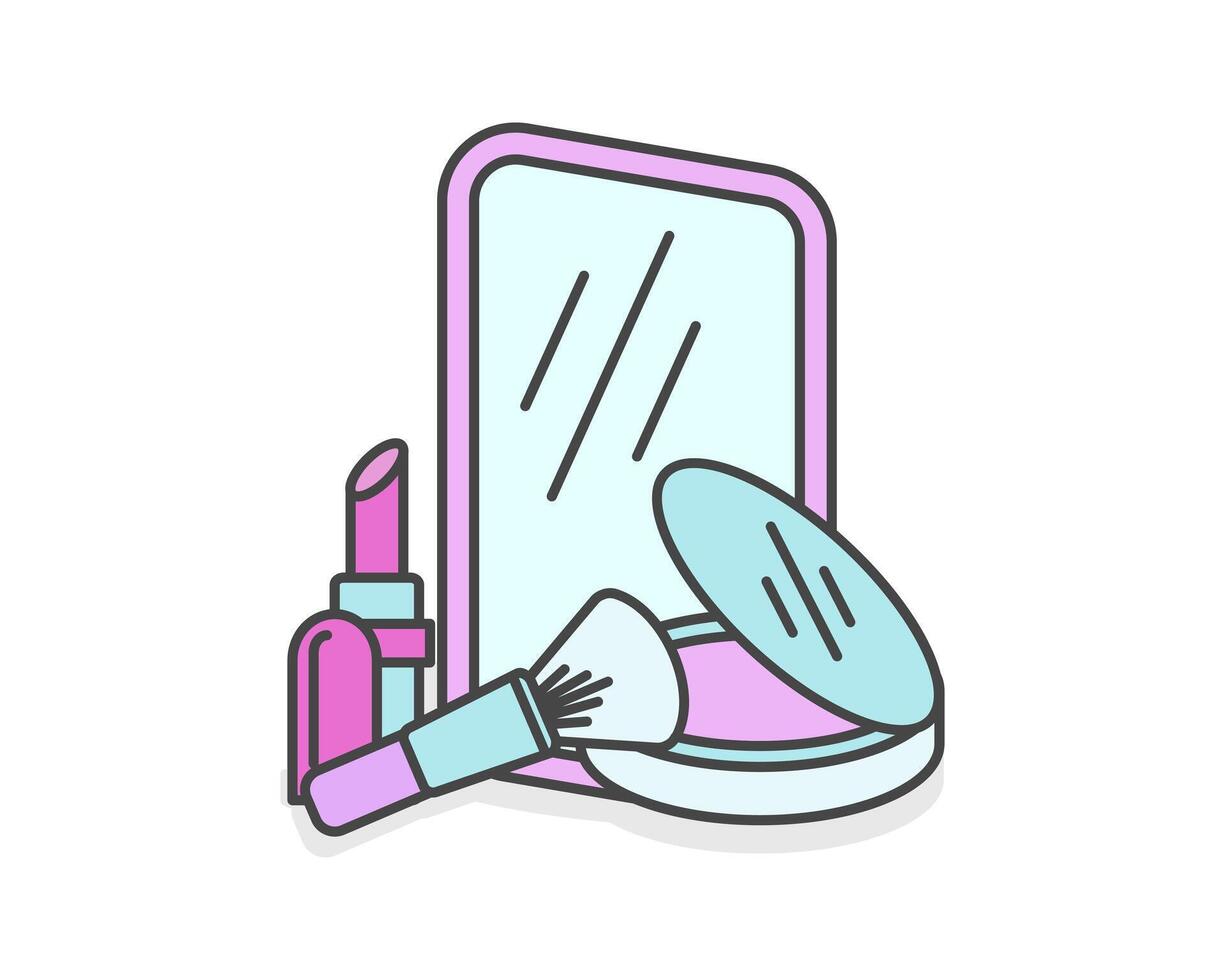 Beauty, Body Care and Cosmetics. Linear Flat Icons and Design Elements vector