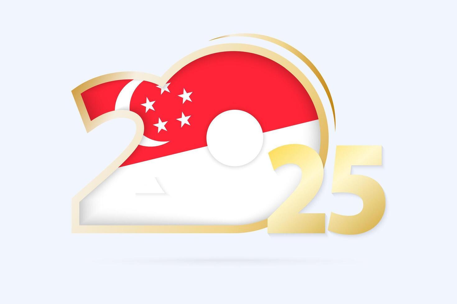 Year 2025 with Singapore Flag pattern. vector