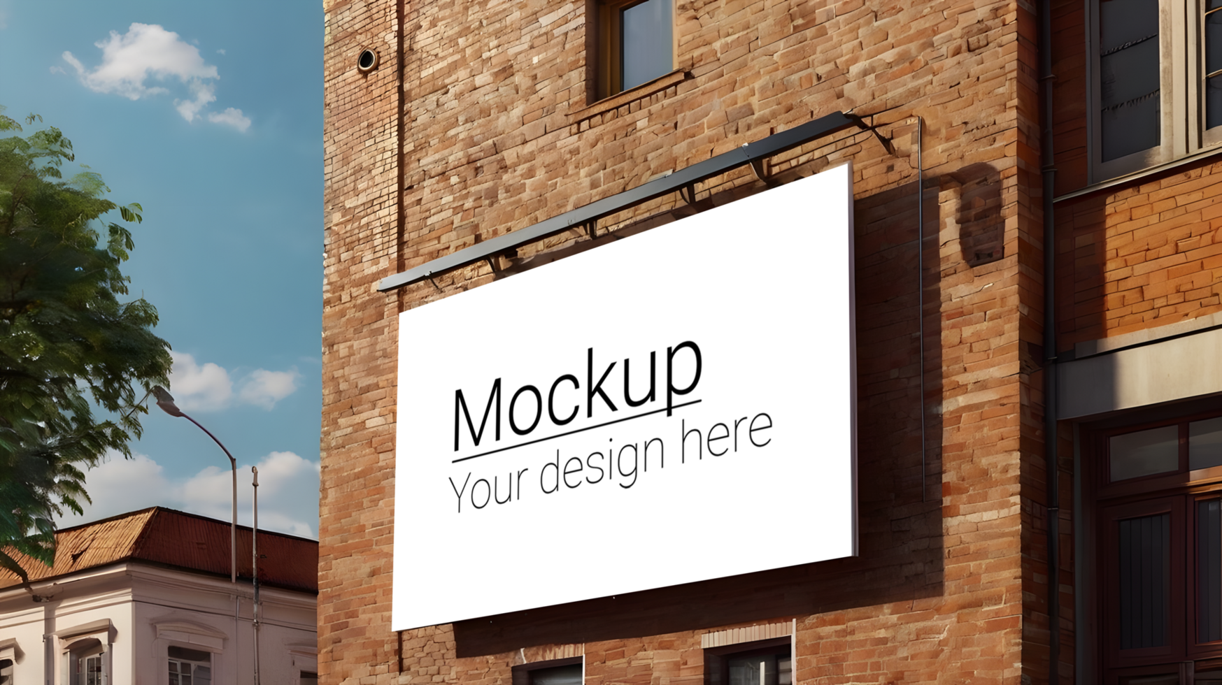 Mockup of a billboard on a building psd