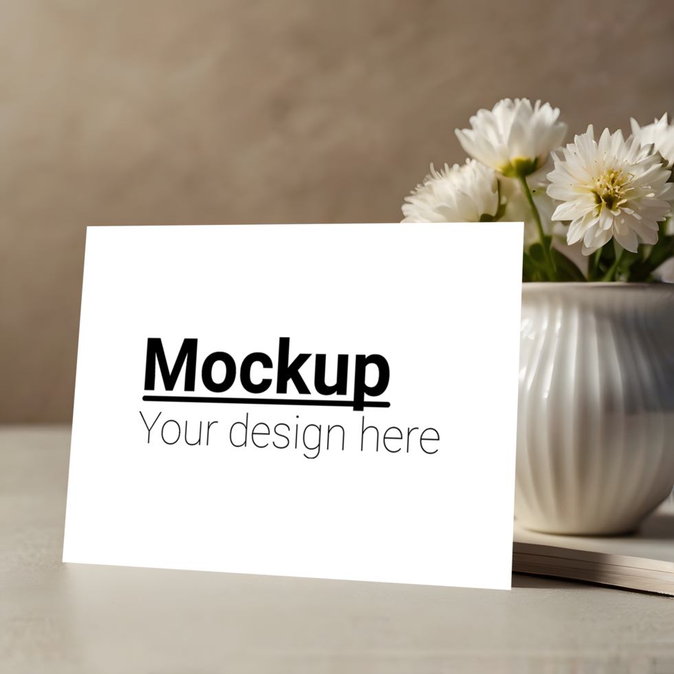White card mockup on a table psd